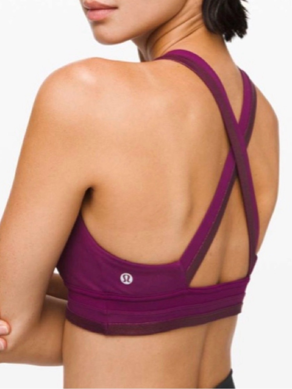Lululemon Power Position Crossbody Back Sports Bra. Color Plum. Size 4.